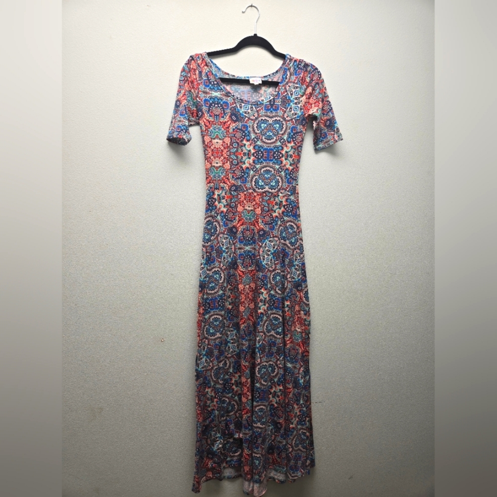 Lularoe XS Ana Maxi Dress Rare Vintage Unicorn Damask Print EUC